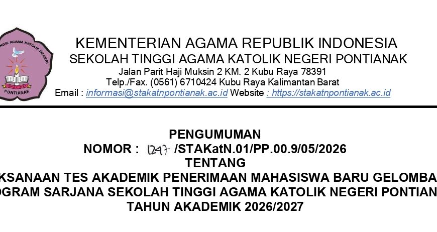 STAKat Negeri Pontianak Laksanakan Tes Akademik PMB&hellip;